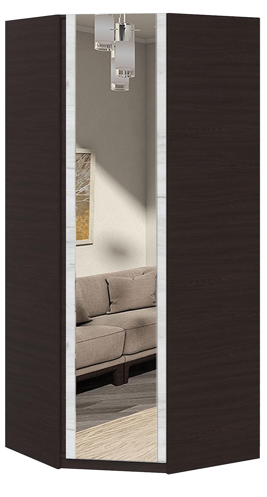 Шафа кутова з дзеркалом Майстер Форм Брайт 850х520х2000 мм Венге магія/Дуб крафт білий (32171) - фото 1 Шафа кутова з дзеркалом Майстер Форм Брайт 850х520х2000 мм Венге магія/Дуб крафт білий (32171) - фото 1