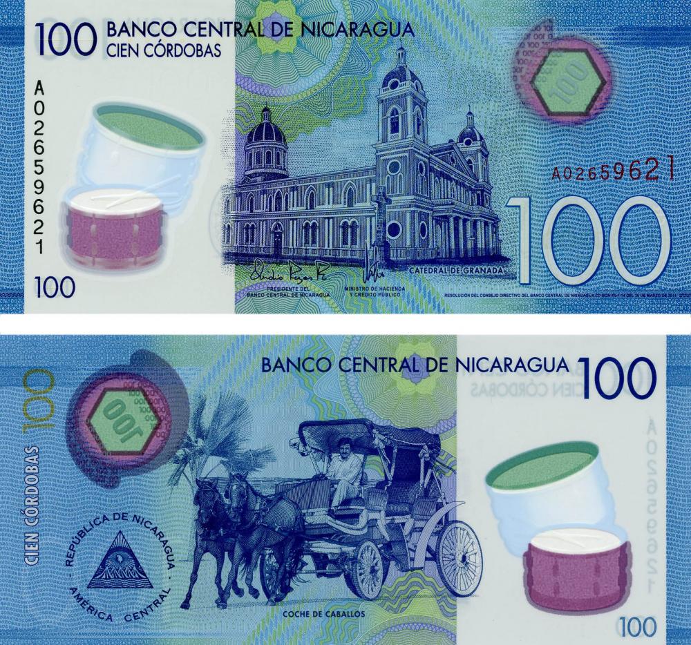 Коллекционная банкнота Никарагуа 100 кордоб 2015 Полимер UNC P212 (Б05272)