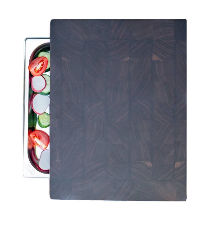 Доска разделочная деревянная BVD80 торцевая с контейнером 30х40 см (1478)