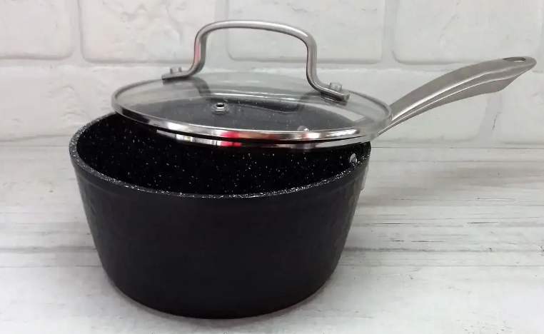 Ківш Edenberg EB-3673 з антипригарним мармуровим покриттям на 1,4 л з кришкою Чорний (3673)