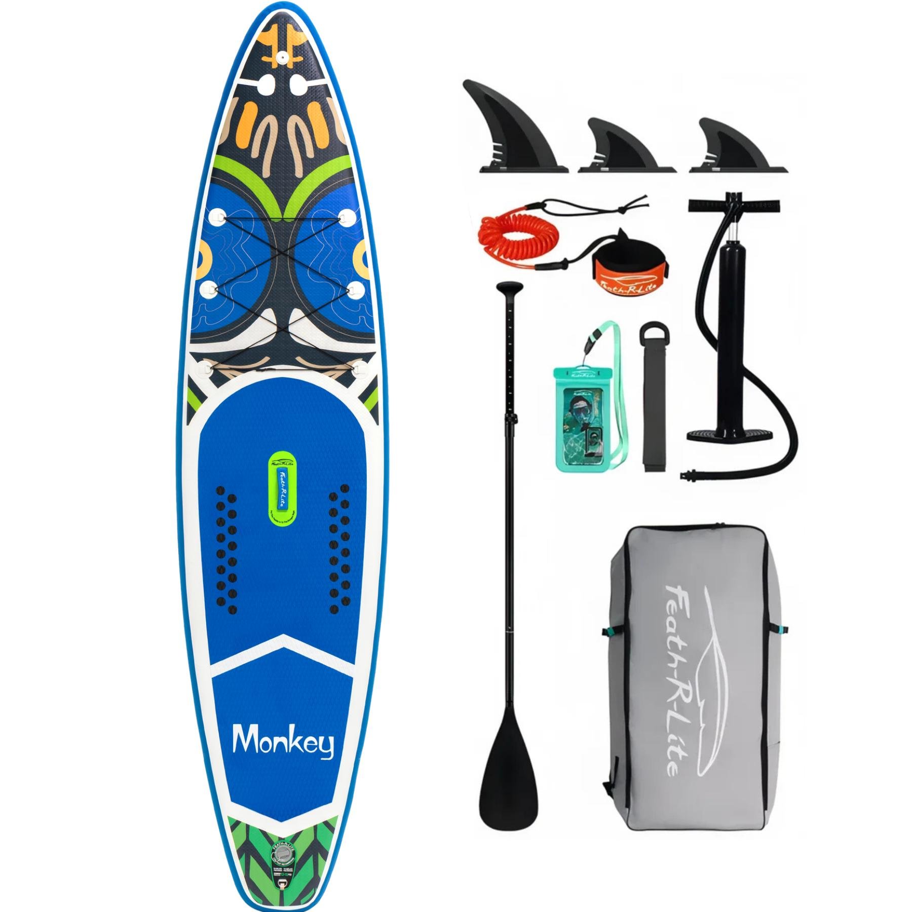 SUP-доска надувная Funwater Paddleboard 11,6" 9в1 350x84x15 см Monkey (Monkey350)