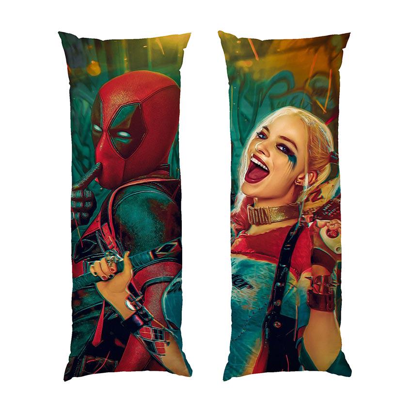 Подушка дакимакура Deadpool and Harley Quinn габардин 150х50 см (113190-3)