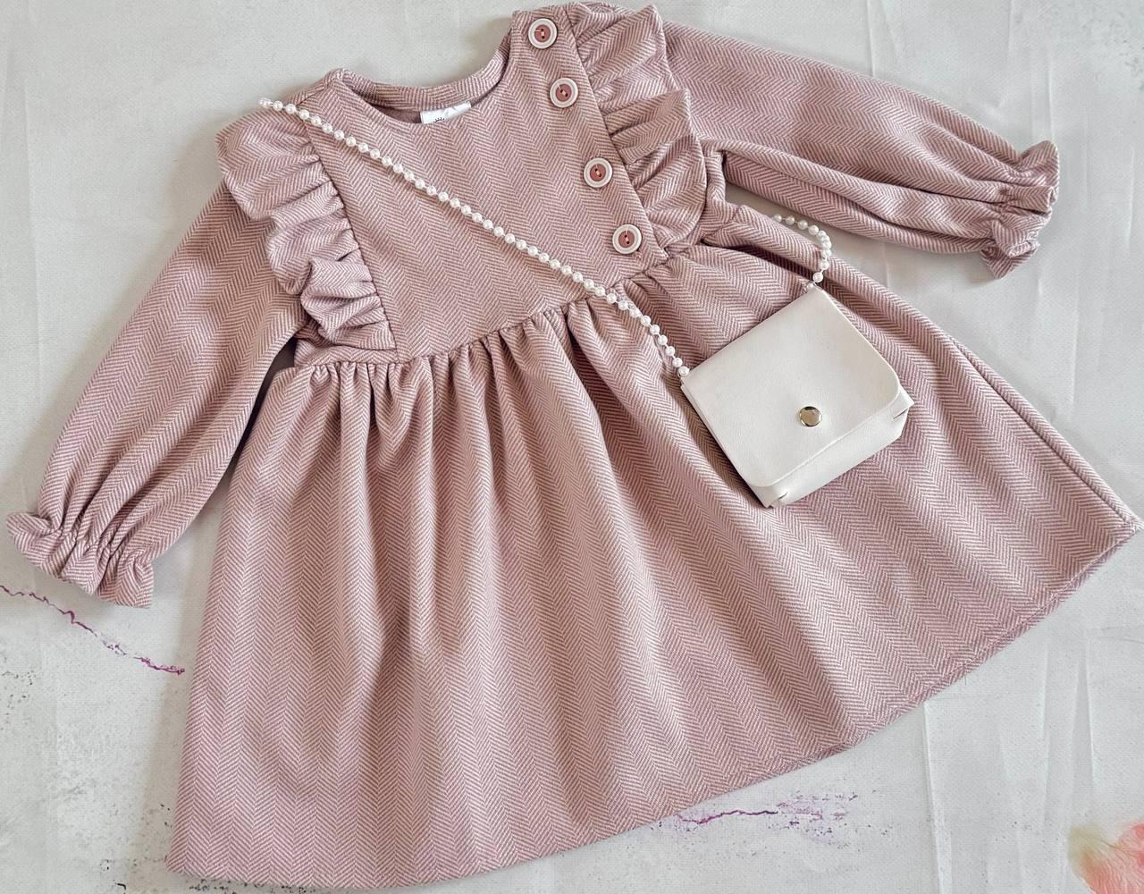 Плаття дитяче тепле для дівчинки 116 см Пудровий (D-7290-116п)