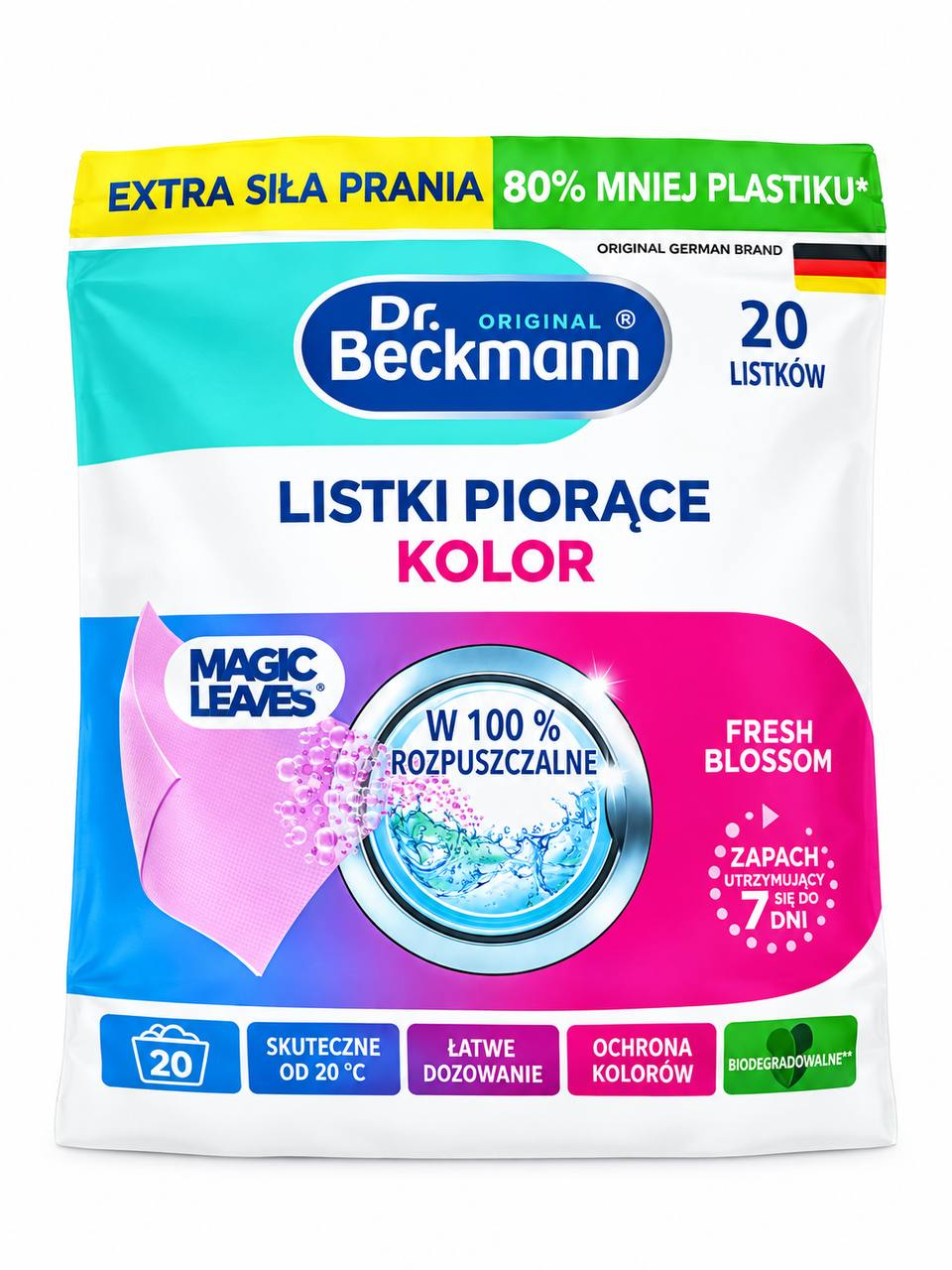 Салфетки для стирки Dr. Beckmann Magic Leaves Color для цветных вещей 20 шт. (38322851)