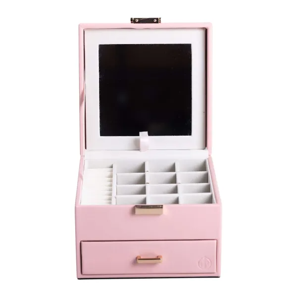 Органайзер для украшений с накидным замком 16х16х12 см Розовый