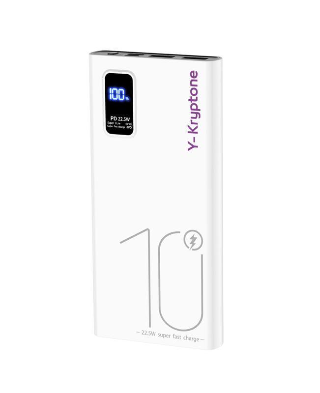 Повербанк Y-Kryptone GT-19 10000 mAh QC3.0 22,5W Fast Charge White (YK-GT19-WH)