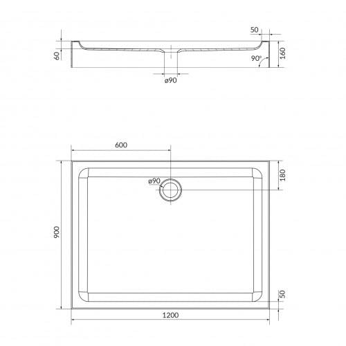Піддон для душу Cersanit Тако S204-028 акрил 90x120x16 см (240423) - фото 3 Піддон для душу Cersanit Тако S204-028 акрил 90x120x16 см (240423) - фото 3