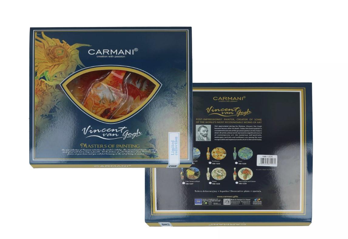 Стеклянная тарелка для торта Carmani с лопаткой Ван Гог Звездная ночь d 30 см (198-1224) - фото 3