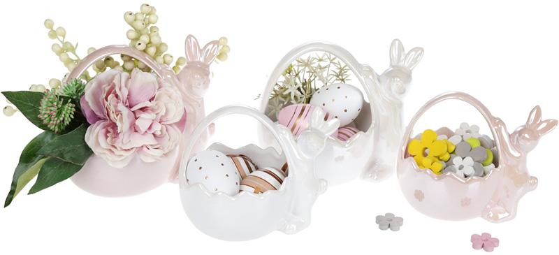 Конфета декоративная Зайка с корзиной 13,9х10х11 см Перламутрово-белый - фото 2 Конфета декоративная Зайка с корзиной 13,9х10х11 см Перламутрово-белый - фото 2