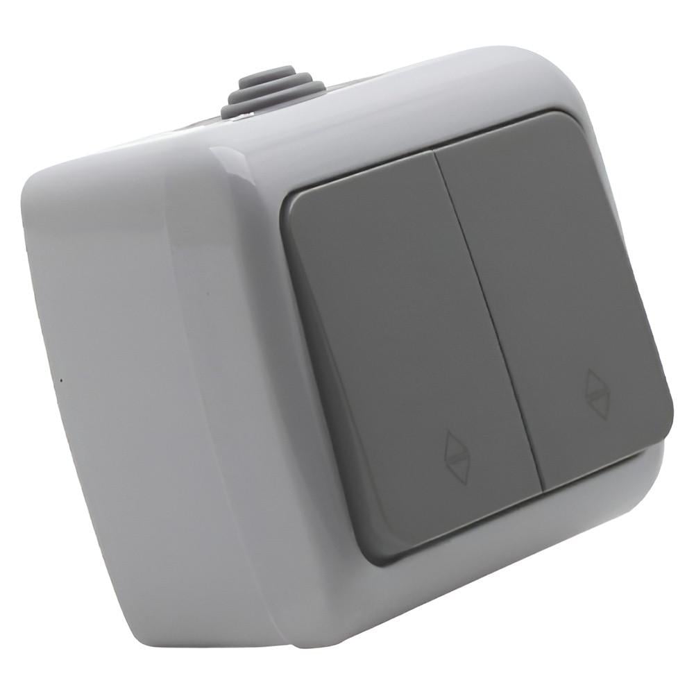 Выключатель накладной двухклавишный Lemanso Немо проходной Серый (LMR2405)