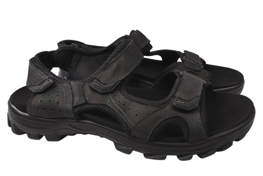 Босоножки мужские Restime из кожи на низком ходу р. 49 Черный (184-21/22LBS)