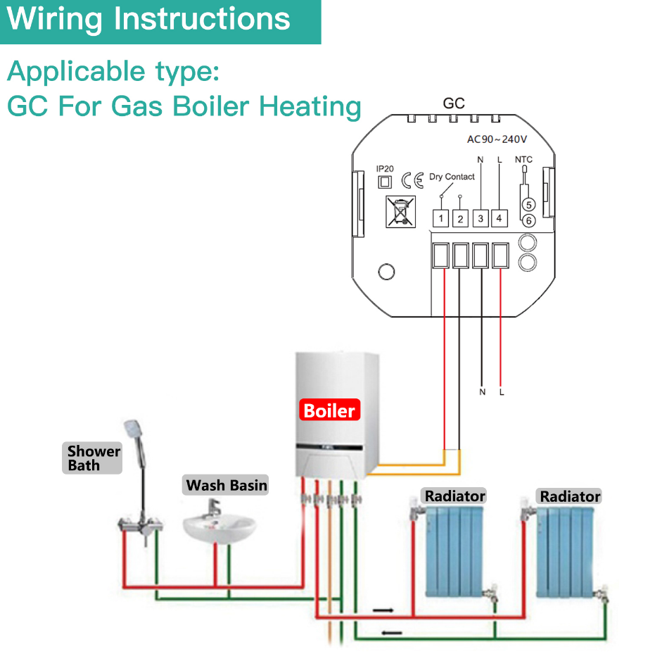 Термостат программируемый сенсорный Moes BHT-002-GC 3A для газовых котлов с WIFI управлением - фото 9