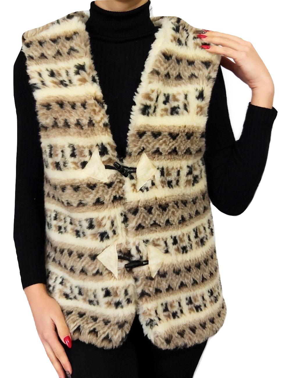 Жилетка из овчины эко-шерсть теплая Орнамент р. 48-50 (361) - фото 2