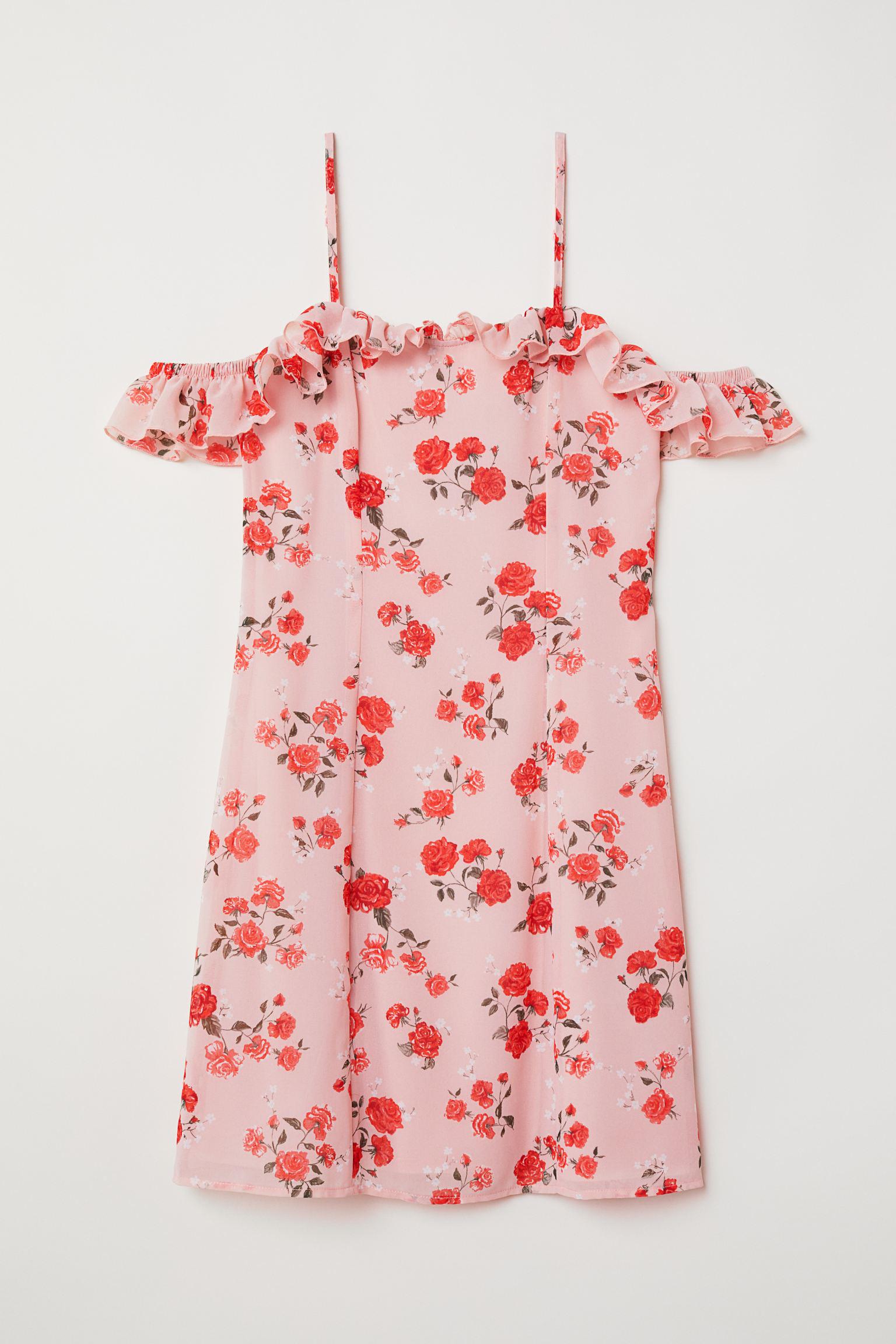 Платье H&M Цветы р. 34 Розовый (1011640157)