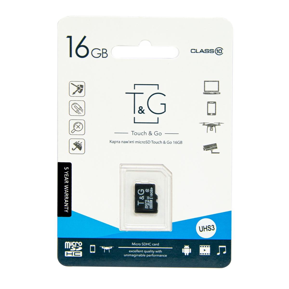 Карта памяти для фотоаппарата T&G micro SD HC Class 10 16 GB (UHS-3) (1008931-Black) - фото 4