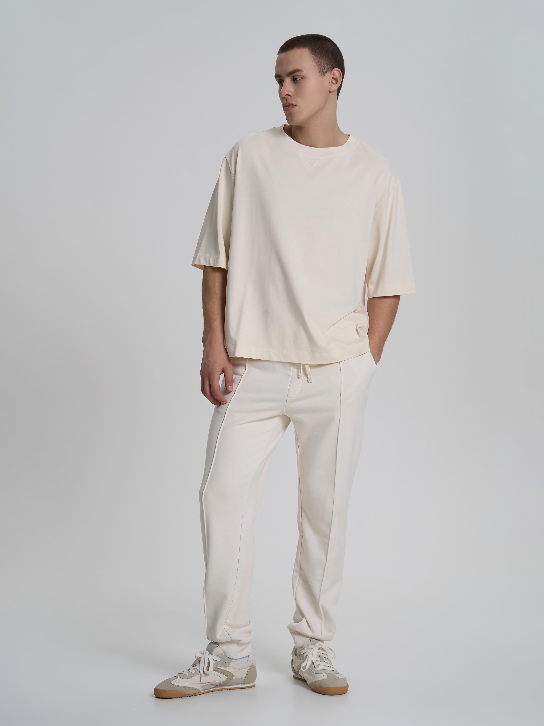 Футболка мужская с декоративной строчкой ROZA 240652 S Светло-бежевый (4824005722882) - фото 2 Футболка мужская с декоративной строчкой ROZA 240652 S Светло-бежевый (4824005722882) - фото 2