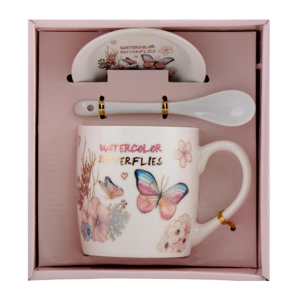 Кружка керамическая Elisey Butterflies 350 мл Белый 1 (9066-002)