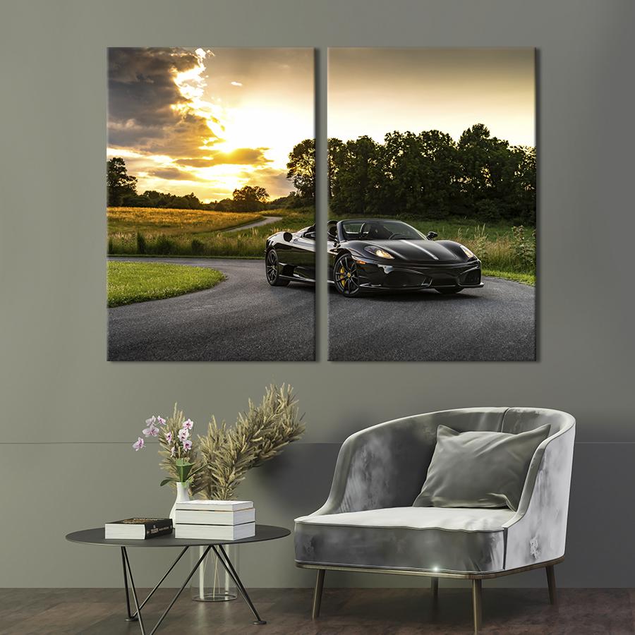 Картина на холсте Чёрная Ferrari Scuderia Spider 111x81 см (1318-2)