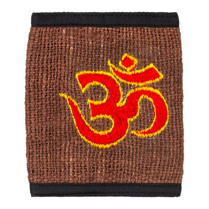 Кошелек конопляный Вышивка Ом 12,5х10,5х2 см Коричневый (27649)