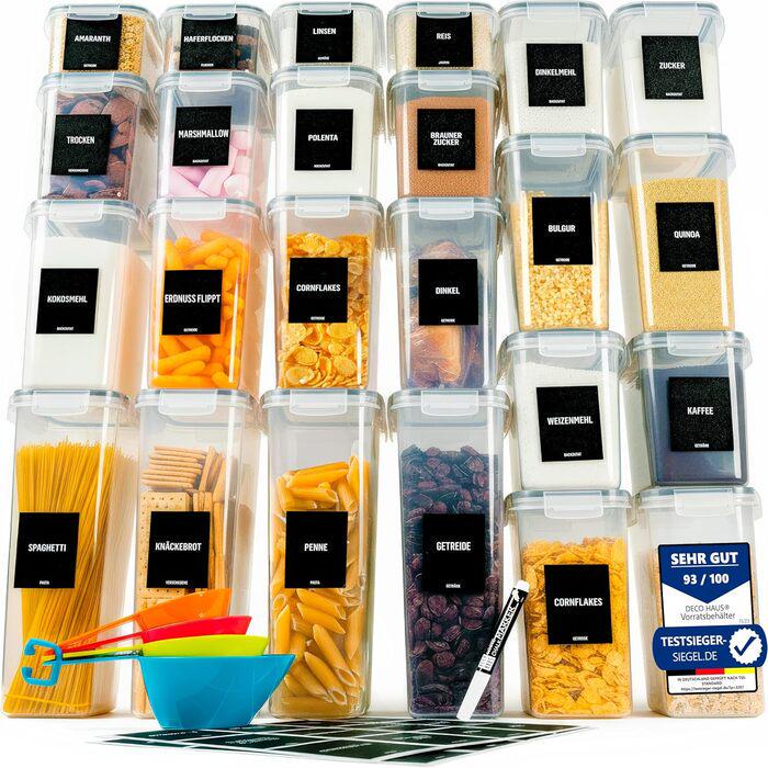 Набор контейнеров для хранения Deco Haus 24 шт. XL Прозрачный/Черный (2676415)