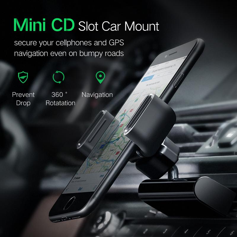 Автотримач в CD слот Ugreen Car Mount 360° Чорний - фото 2