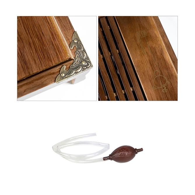 Столик для чайних церемоній Чабань XYY016 бамбуковий прямокутний з піддоном з нержавіючої сталі 43х28х6 см Коричневий - фото 4