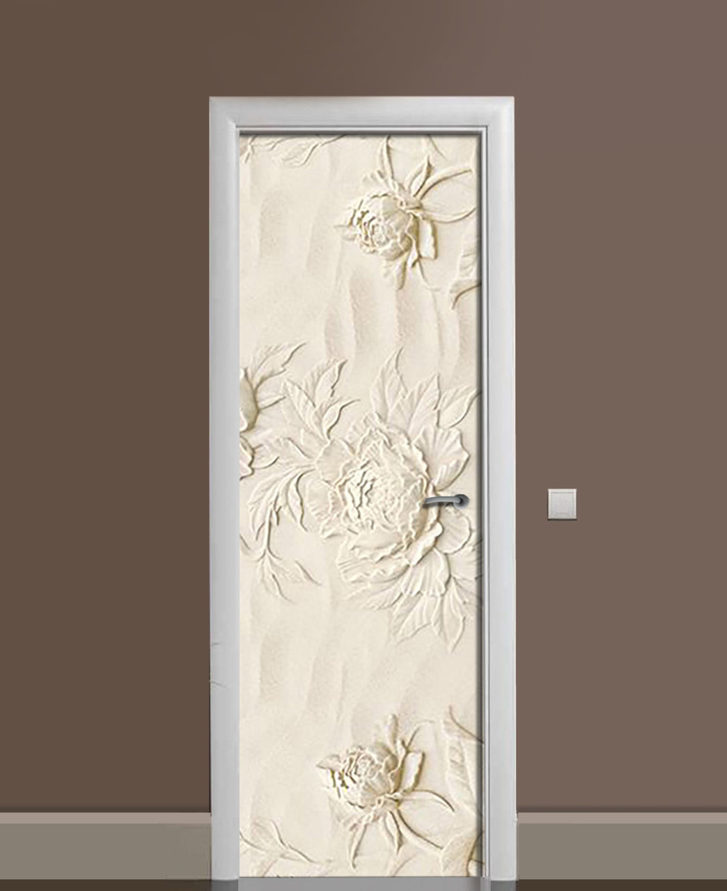 Наклейка 3D на двери Zatarga Оттиски пиона виниловая 650х2000 мм (1323452842)