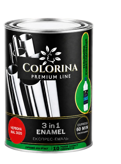 Грунт емаль по іржі 3в1 Colorina 0,75 кг Червоний RAL 3020 (23813335)