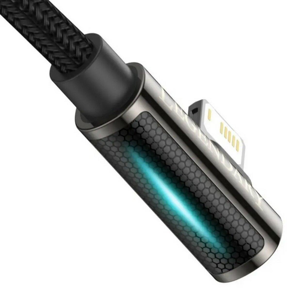 Кабель BASEUS Legend Series Elbow Fast Charging Data Cable USB to iP 2.4A 1m Black - фото 4