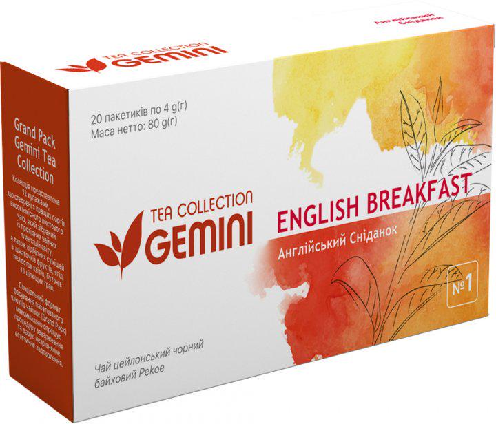 Чай чорний пакетований Gemini Tea Collection Grand Pack Англійський сніданок 20х4 г (4820156430843)