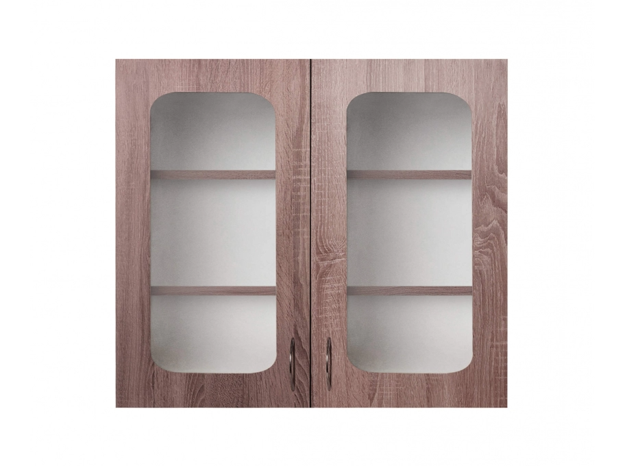 Навісна шафа-вітрина МАКСІ-МЕблі дводверна скло 4 мм 0,9 Дуб трюфель (10584)