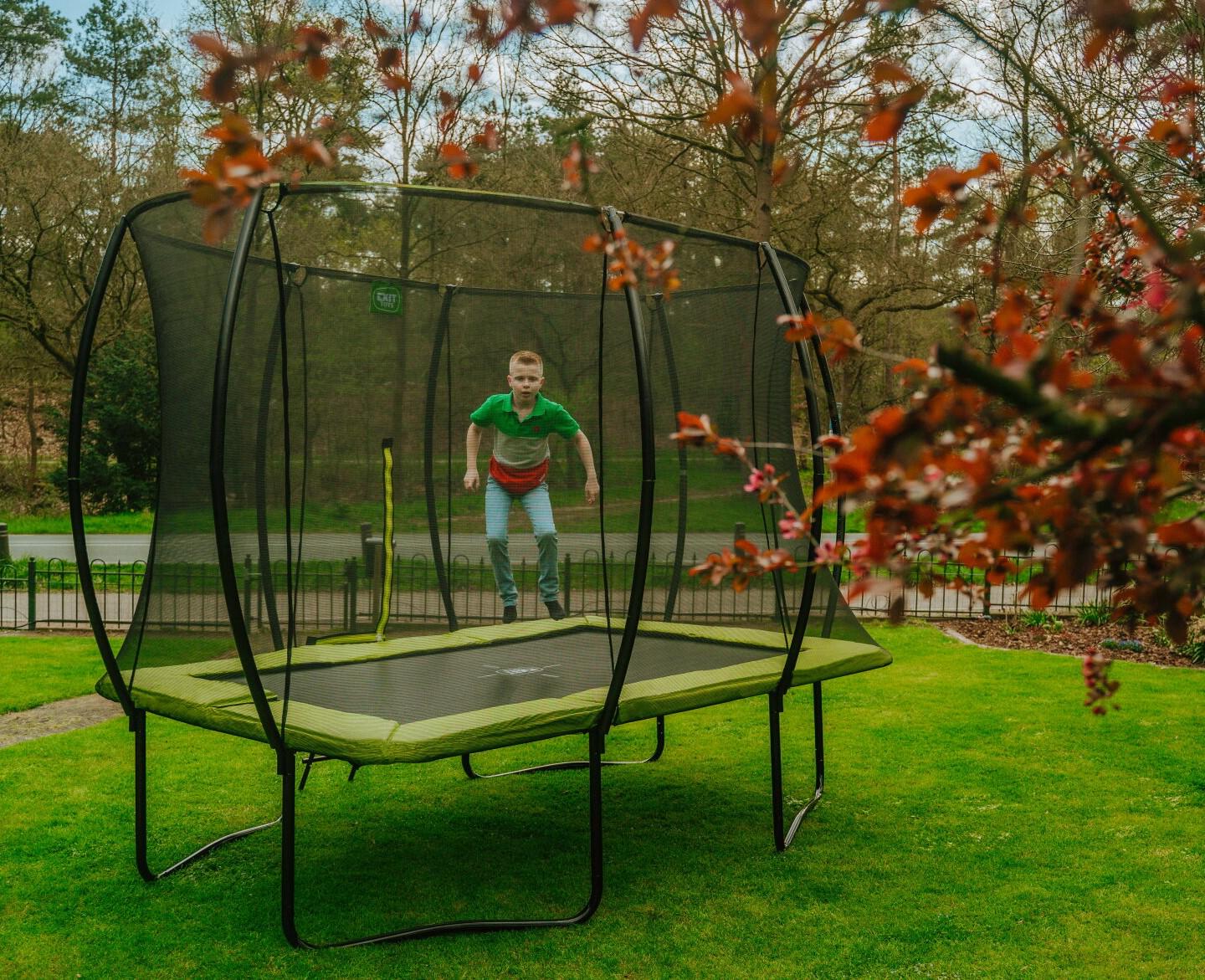 Батут Exit Toys Silhouette с защитной сеткой прямоугольный 244x366 см Зеленый (1068764310) - фото 9