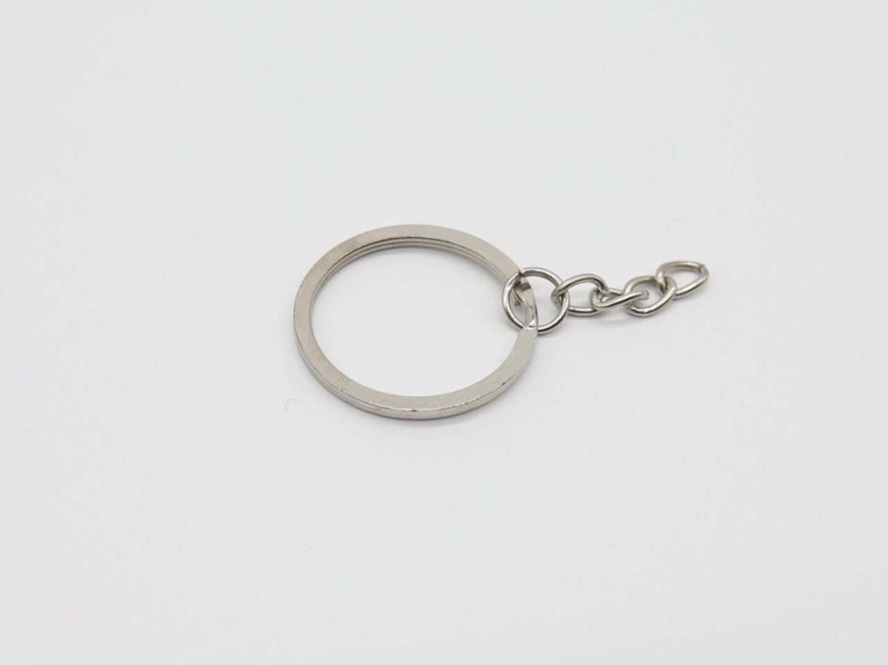 Кольцо для ключей плоское с цепочкой 30 мм Серебряный (88906901)