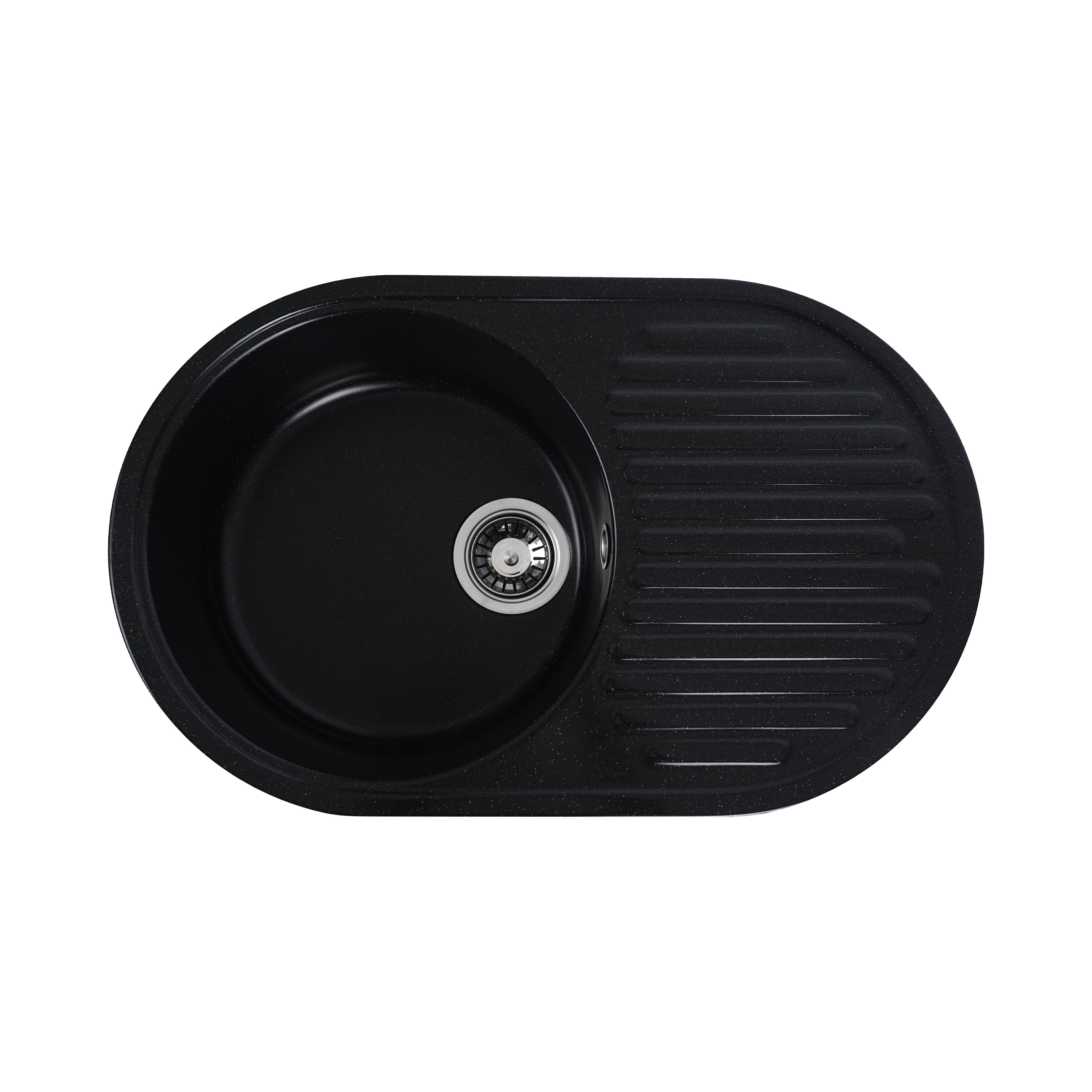 Гранитная мойка для кухни Platinum 7346 ASTORIA глянец Черный металлик Гранитная мойка для кухни Platinum 7346 ASTORIA глянец Черный металлик