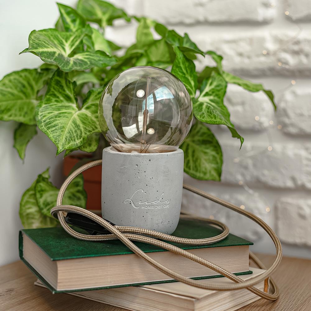 Ночник лофт Ludo лампа Эдисона в бетонной чаше Серый