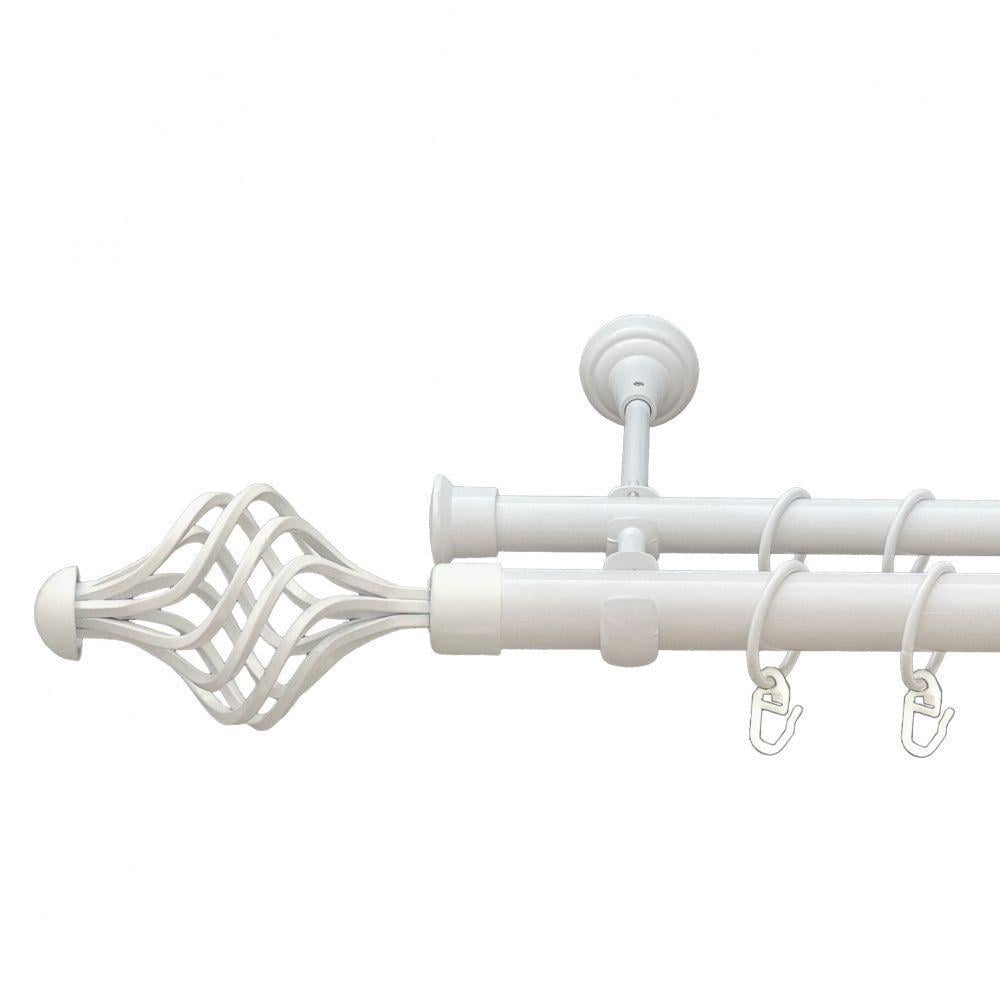 Карниз металлический Orvit Арезо двухрядный открытый/гладкая труба/кольцо металлическое Арктис 25/19 мм 200 см (00-00010311)