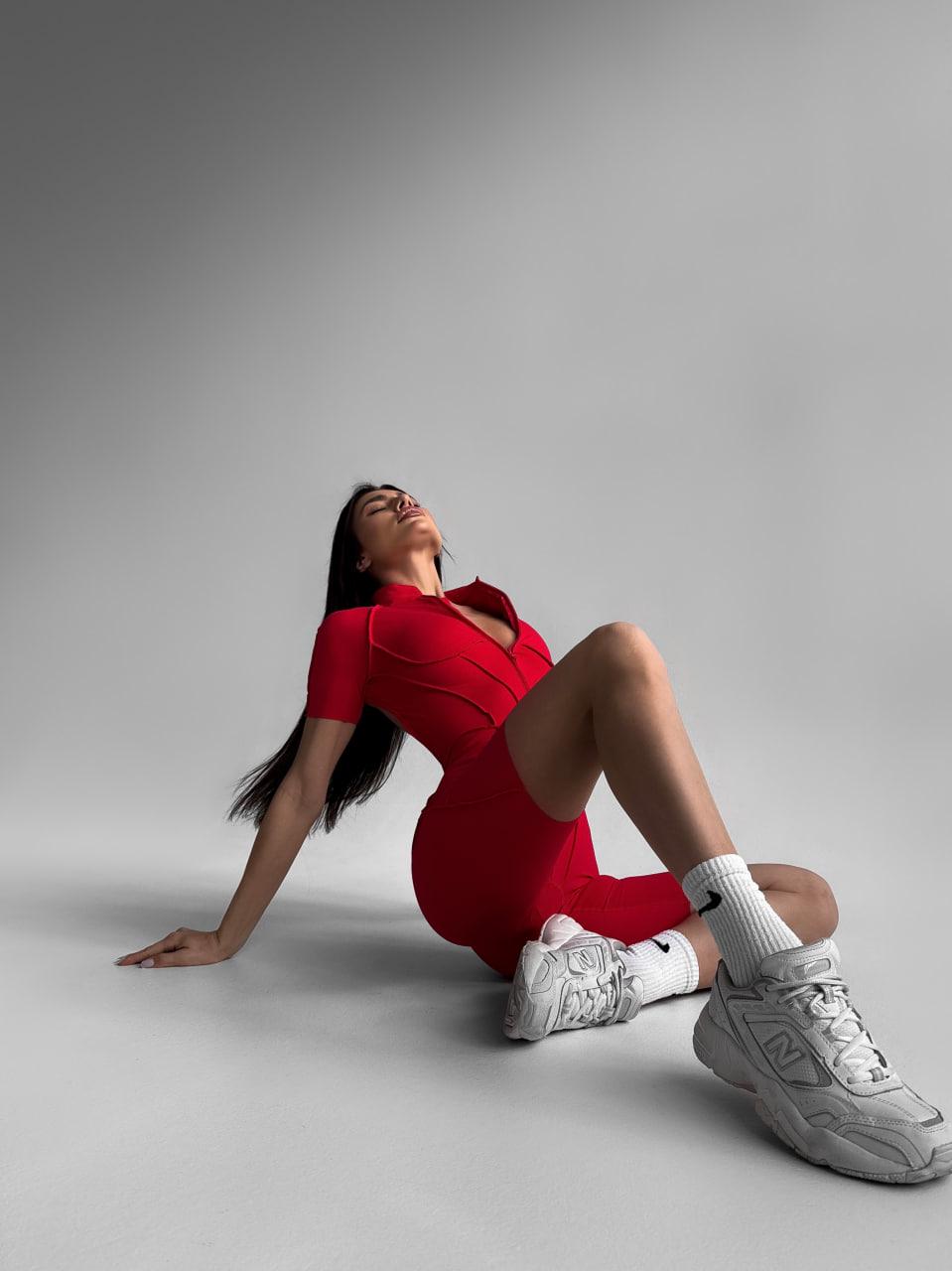 Комбінезон-велосипедки спортивний зі швами назовні з чашками без пуш-ап M Червоний (MJBSH07M) - фото 8 Комбінезон-велосипедки спортивний зі швами назовні з чашками без пуш-ап M Червоний (MJBSH07M) - фото 8