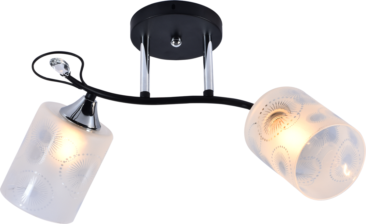Люстра потолочная Light House SRS-20736/2 плафон белый с узором Черный/Хром