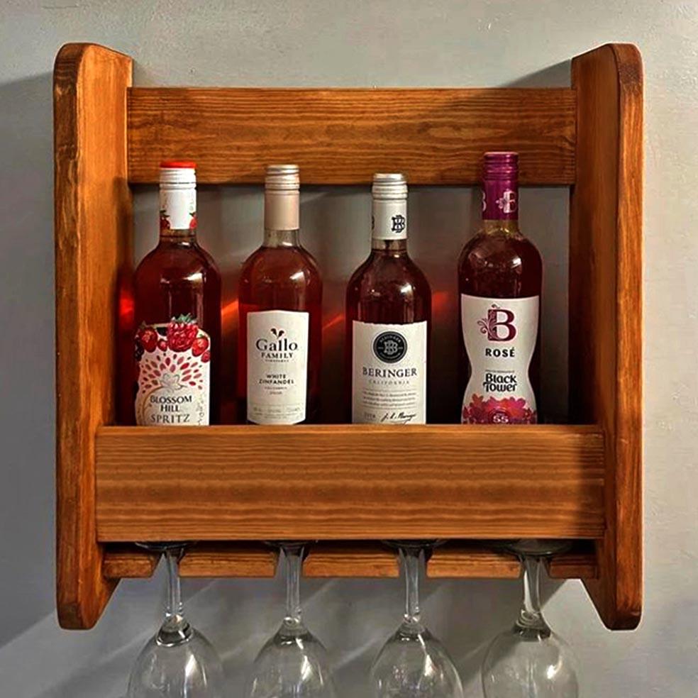 Полка для вина настенная из дерева Тадзими Охра (ПНК-008104)