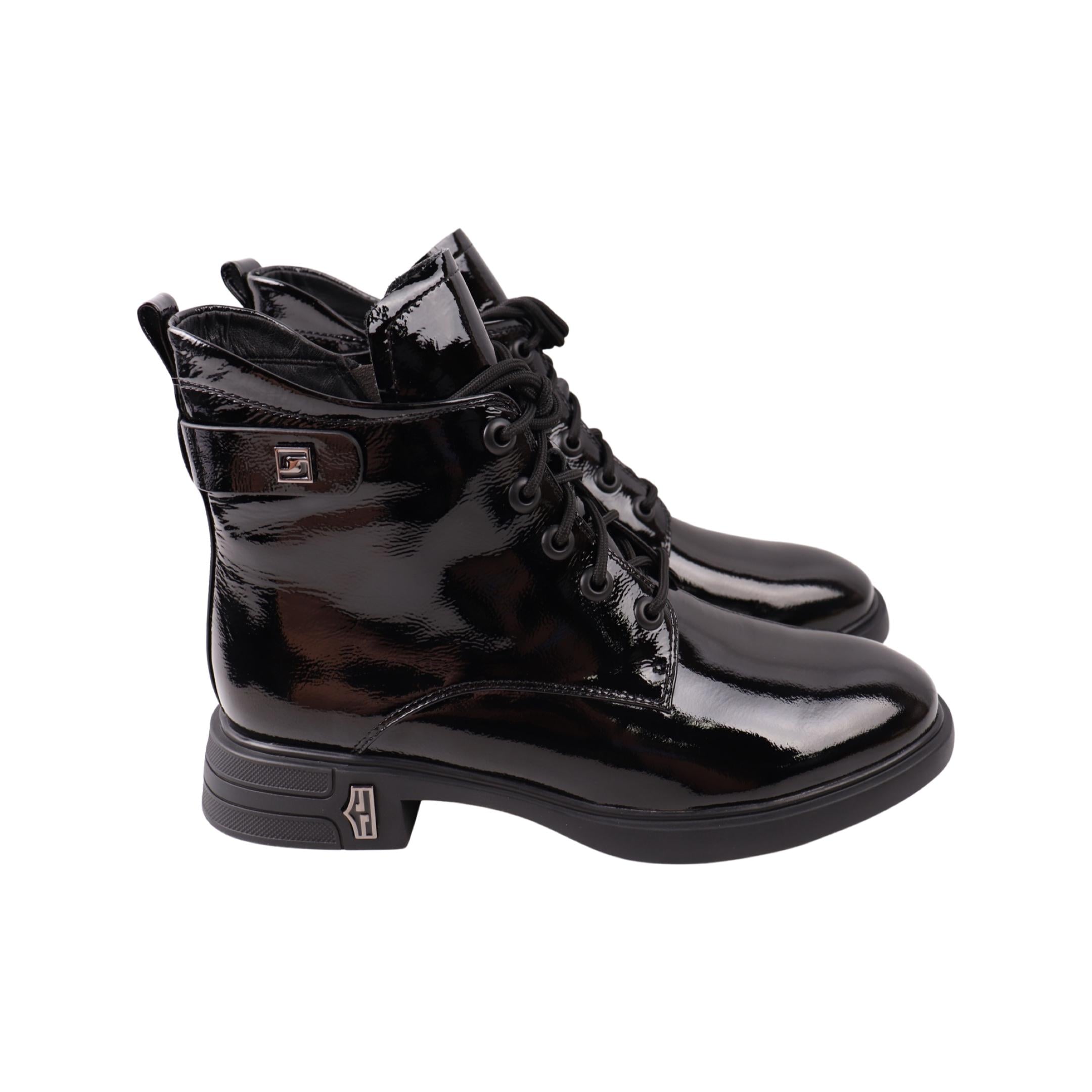 Ботинки женские Polann 238-23DHC натуральная лакированная кожа р. 38 Черный (29183806)