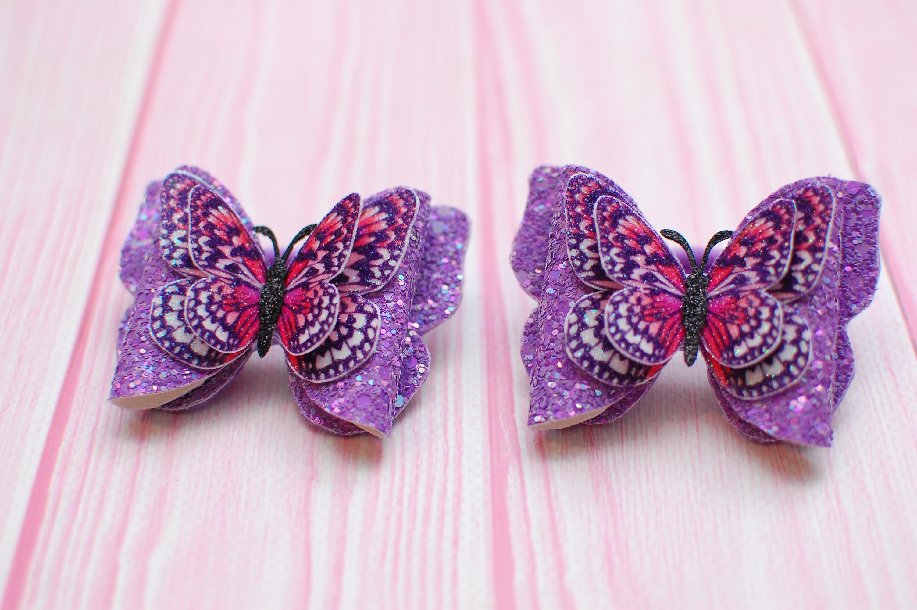 Набор бантиков на резинке с бабочками Violet (709)