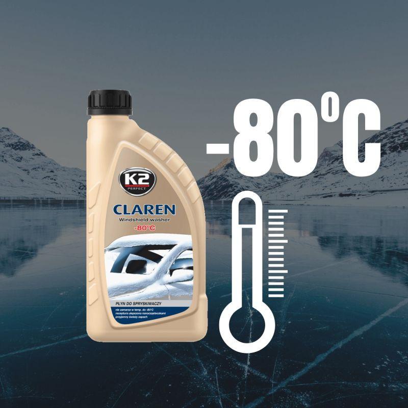 Омыватель стекла зимний K2 Claren Windshield Washer -80°С с нейтральным ароматом концентрат 1 л (2521302712) - фото 3