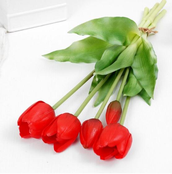 Тюльпан букет Indigo Lux 3 голови 2 бутони 40 см Червоний (778-3) - фото 3 Тюльпан букет Indigo Lux 3 голови 2 бутони 40 см Червоний (778-3) - фото 3