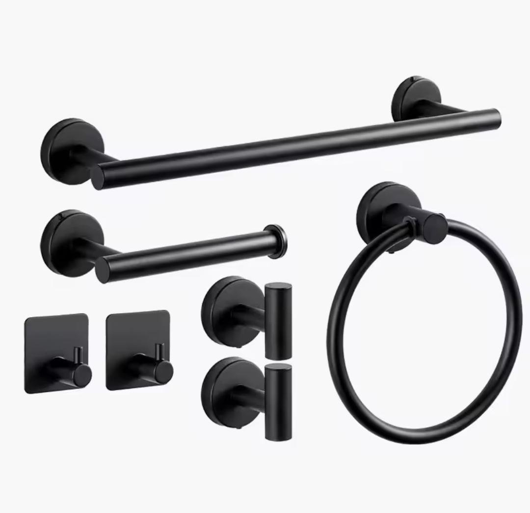 Аксессуары для ванной комнаты 7в1 Черный матовый