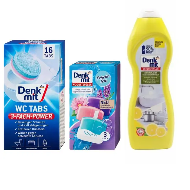 Набір DenkMit для ванної кімнати таблетки/блочки/крем (30091302) Набір DenkMit для ванної кімнати таблетки/блочки/крем (30091302)