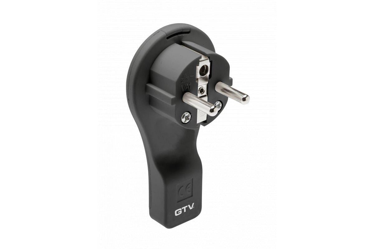 Електровилка плоска кутова GTV 16A 250V Чорний (AE-VA1UNI-10)