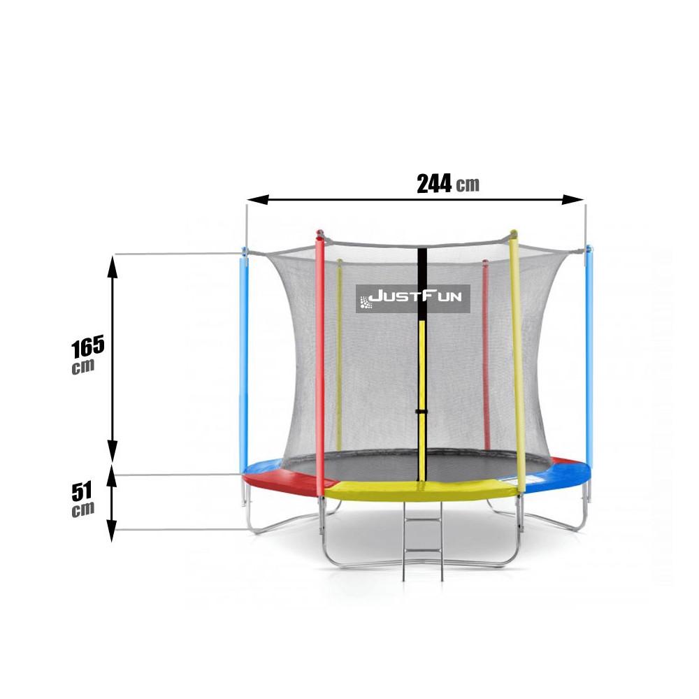 Батут Just Fun Multicolor внутренняя сетка и стремянка 244 см - фото 2
