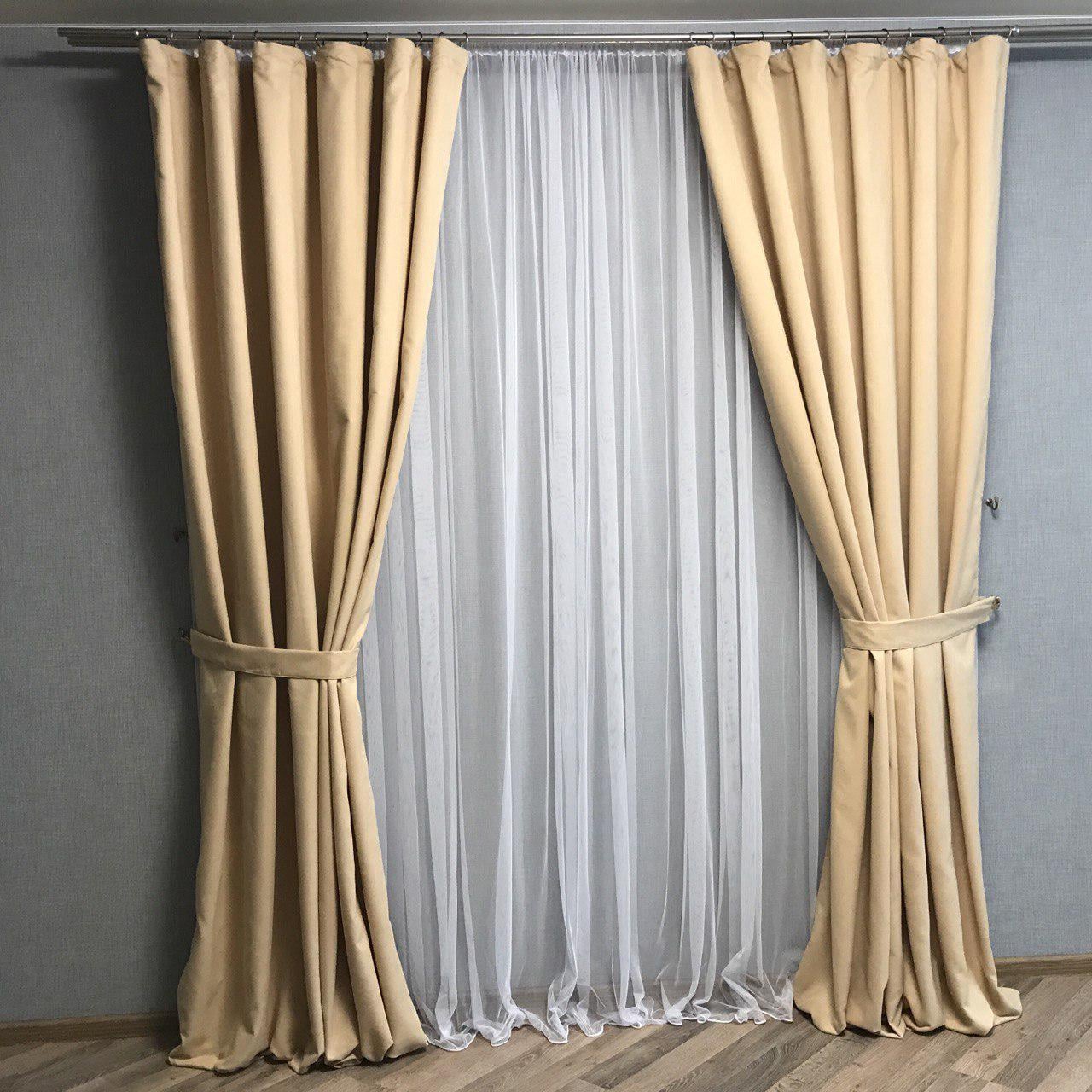 Комплект штор из микровелюра ALBO 200x270 см 2 шт. Кремовый (SH-PK-96)