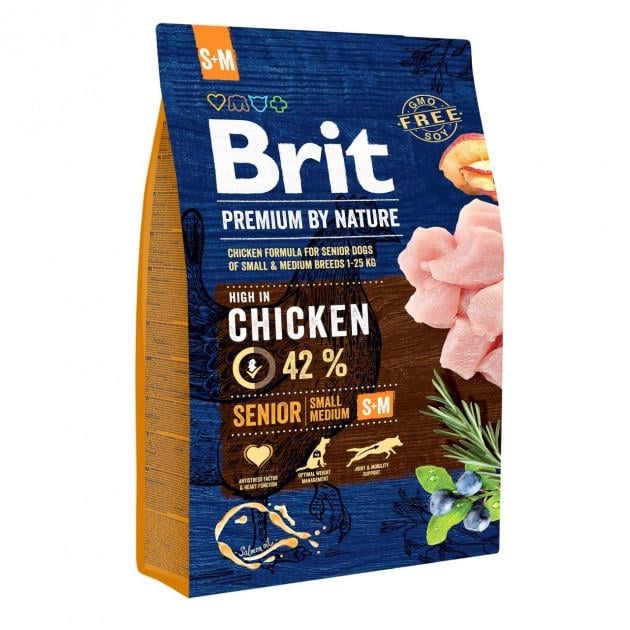 Корм сухой Brit Premium Senior S+M для пожилых собак мелких и средних пород 3 кг (170820/6390)