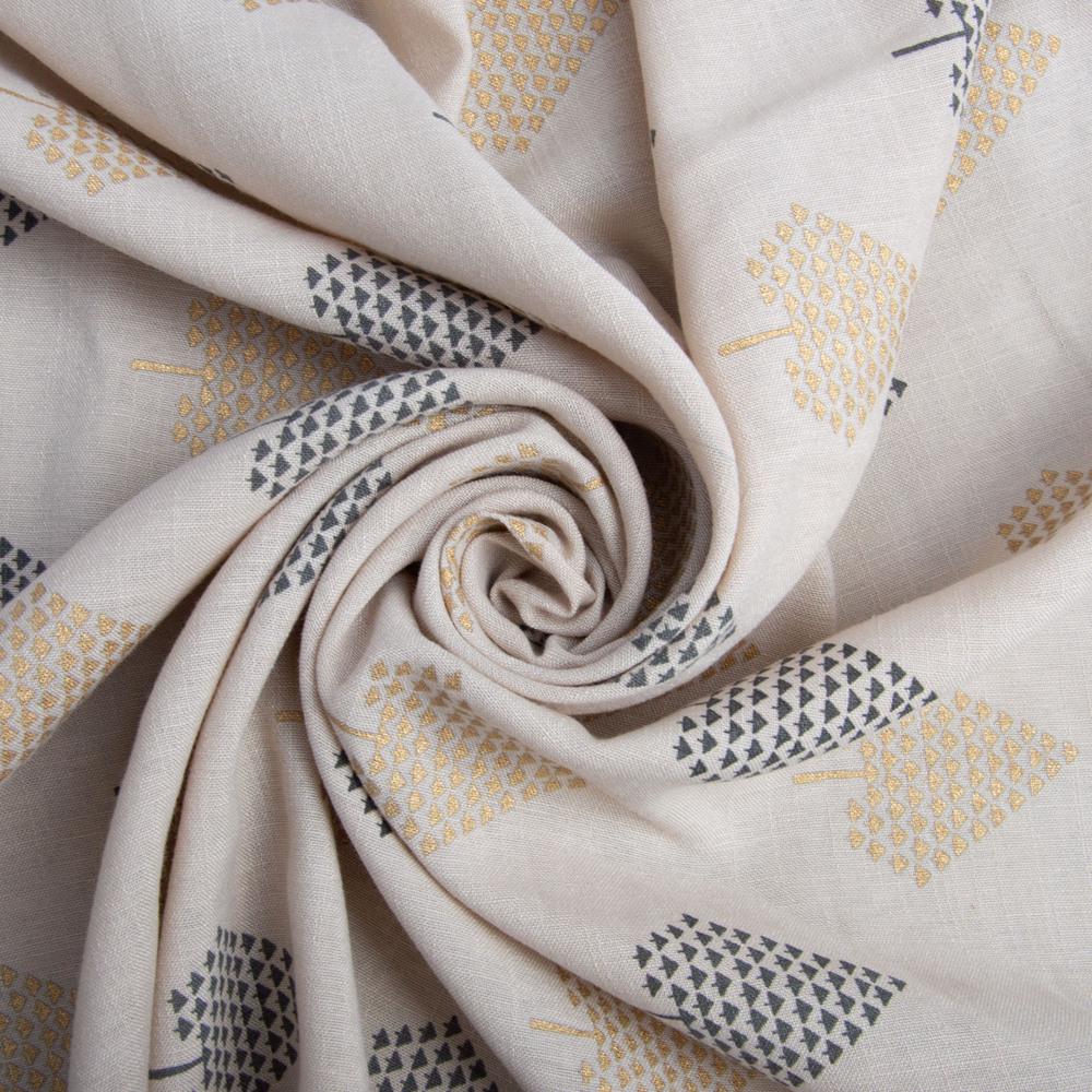 Тканина костюмна імітація льну з напиленням дерева беж